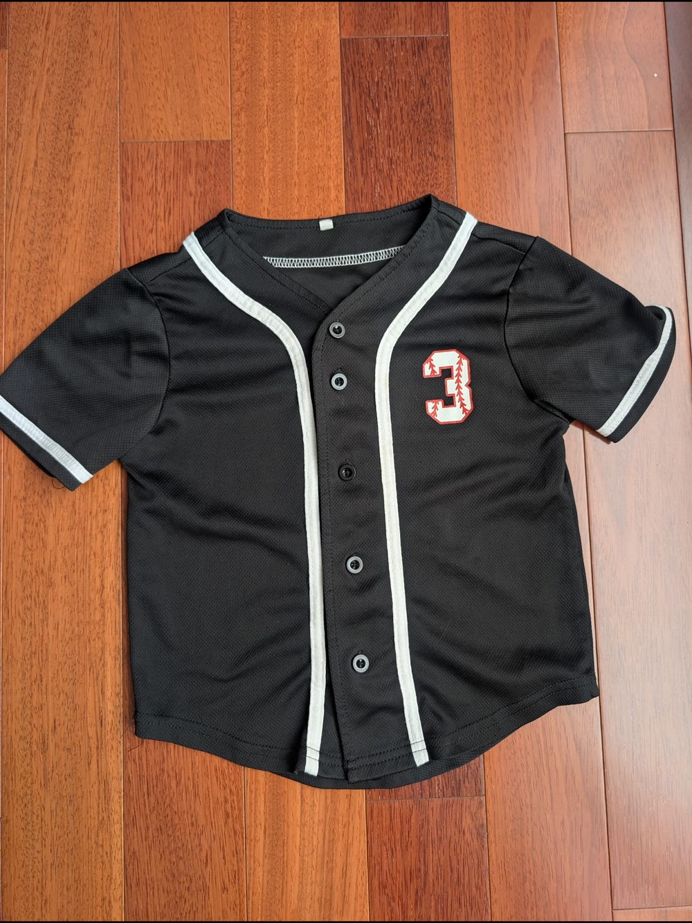 Black Kids Baseball-Style Jersey with Trim - Size Kids